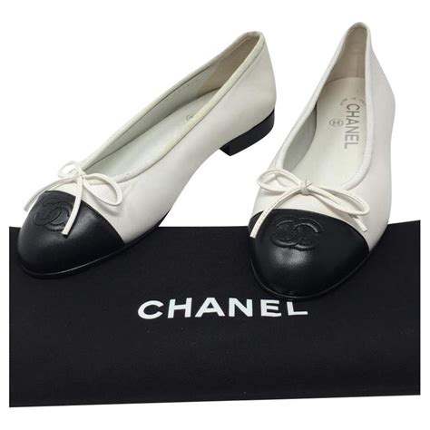 black and white chanel ballet flats|Chanel ballet pumps.